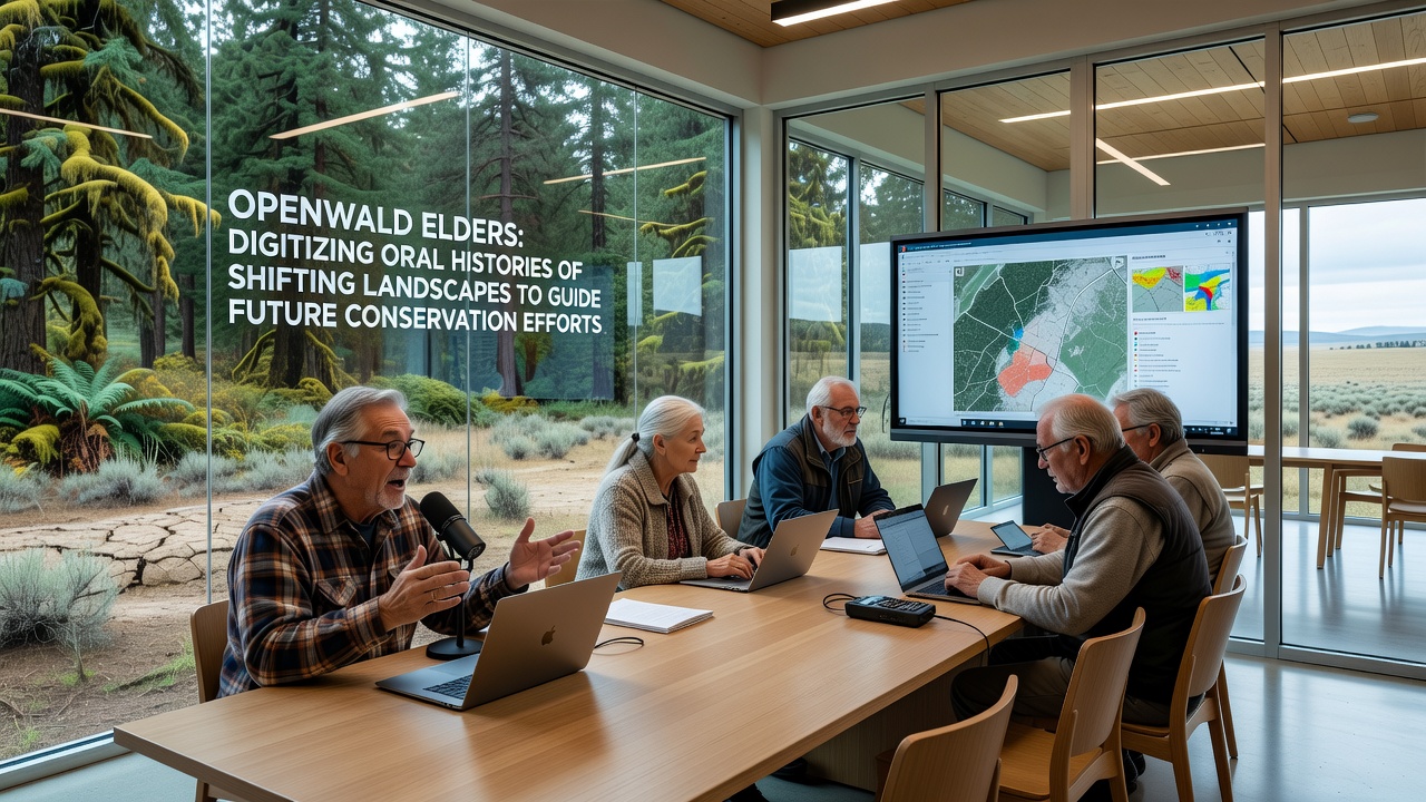Digitized oral history maps displayed alongside satellite imagery in an Openwald conservation planning meeting